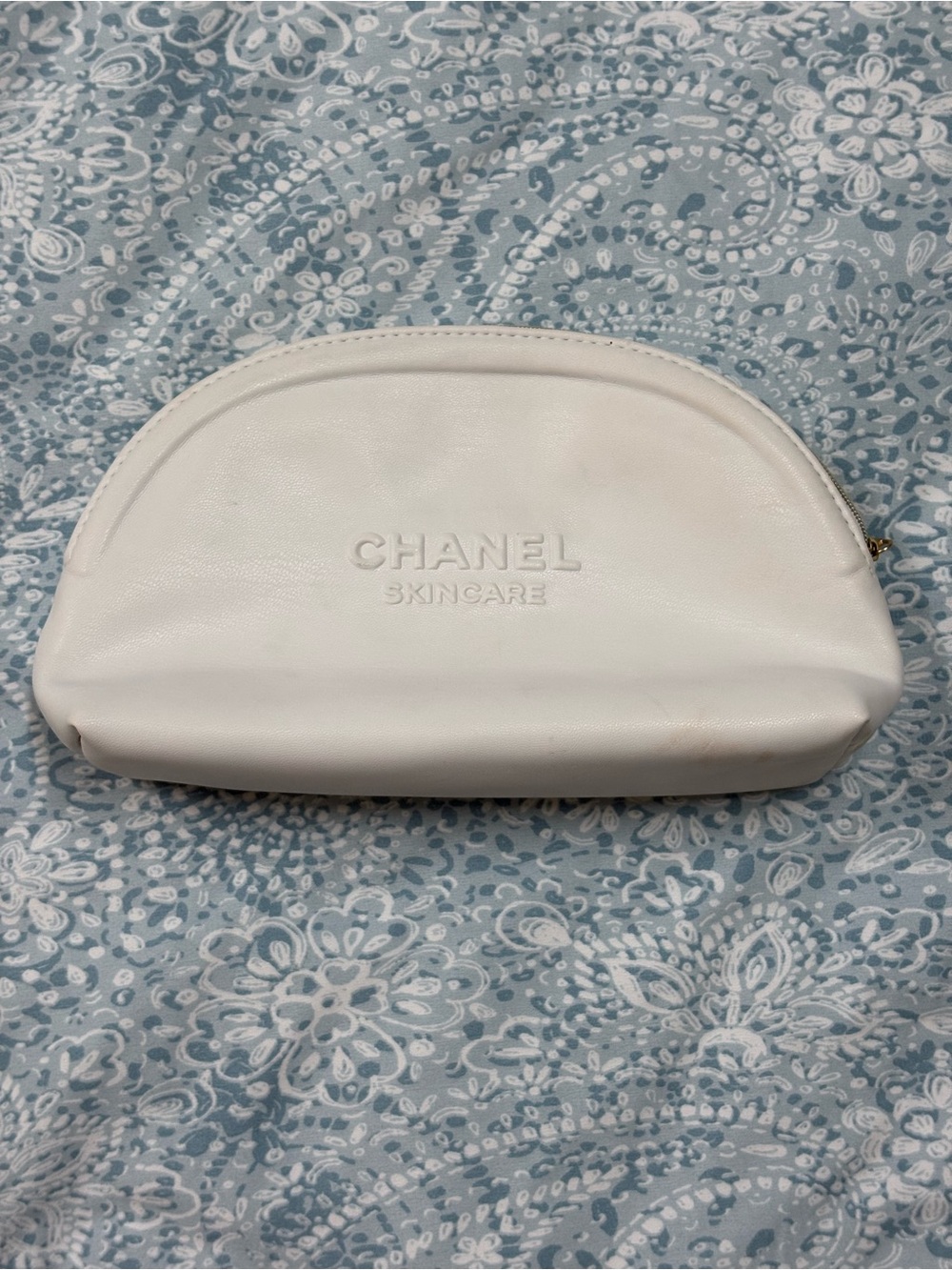 CHANEL White Skincare Cosmetic Pouch